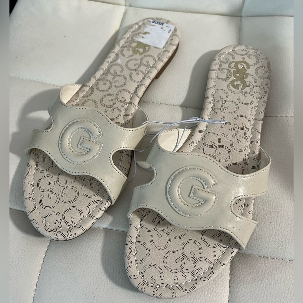 Cream Slide Sandals Sz 8.5